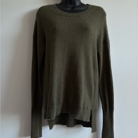 J. Crew Wool Blend Dark Olive Crew Neck Sweater | Size 8 - Picture 2 of 8